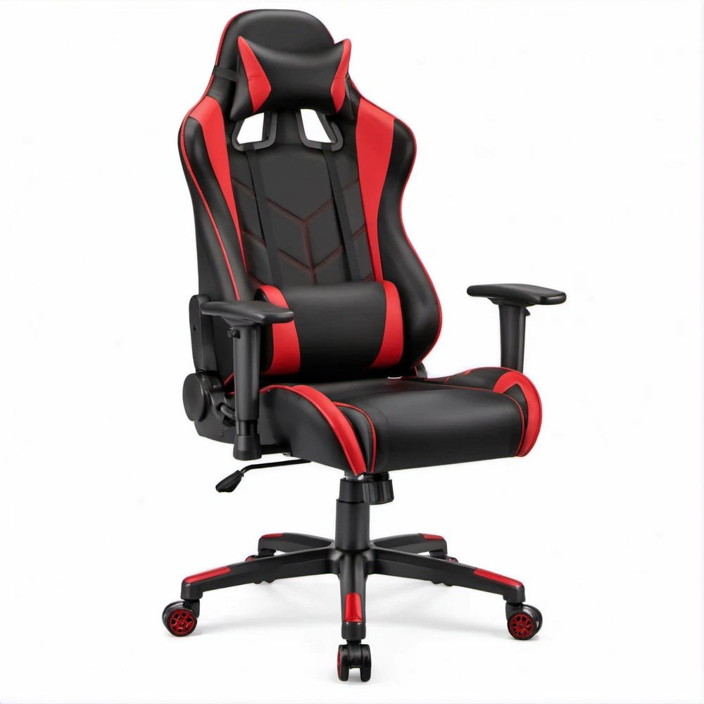 Cadeira Ergonómica Reclinável Preta e Vermelha em Couro Sintético PU 65 x 65 x 112-122 cm