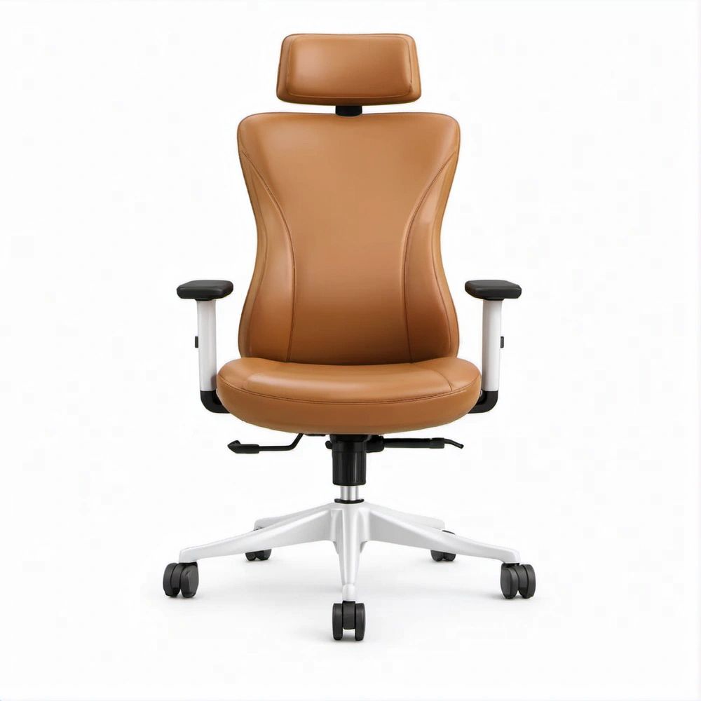 Cadeira de Escritório Ergonómica Giratória em Couro Sintético PU Castanha 67 x 67 x 116-126 cm