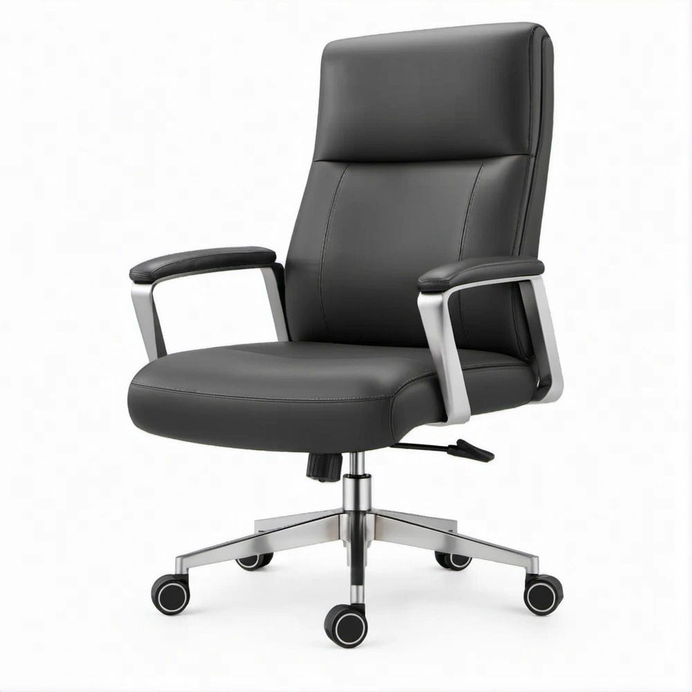 Cadeira de Escritório Executiva Reclinável Preta em PU, 66 x 68 x 112-122 cm