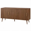 Aparador em MDF Folheado a Nogueira com 3 Portas Caneladas, 160 x 40 x 80 cm