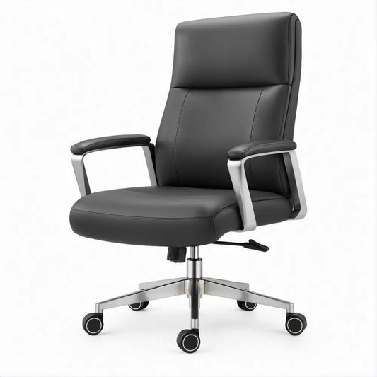 Cadeira de Escritório Executiva Reclinável Preta em PU, 66 x 68 x 112-122 cm